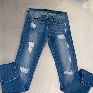 Flying Monkey Distressed Mid-Wash Skinny Jeans